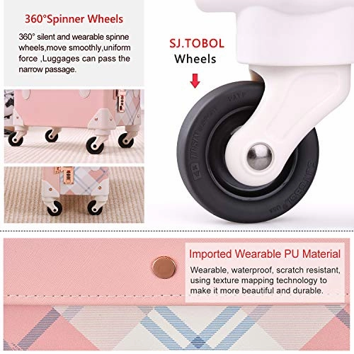 Unitravel Retro Rolling Suitcase Lightweight PU Trunk Luggage for Women