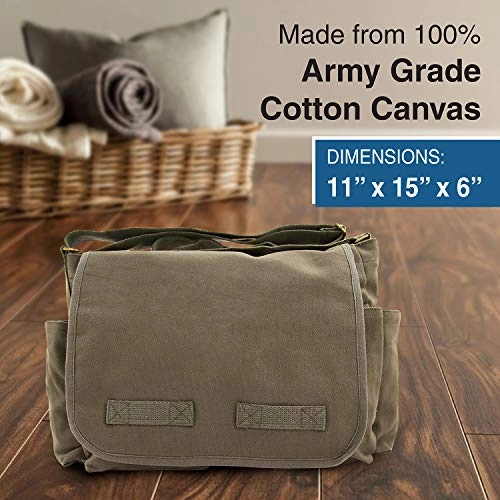 USMC Semper Fi Skull Marine Corp Army Canvas Messenger Shoulder Bag in Olive