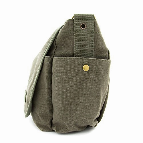 USMC Semper Fi Skull Marine Corp Army Canvas Messenger Shoulder Bag in Olive