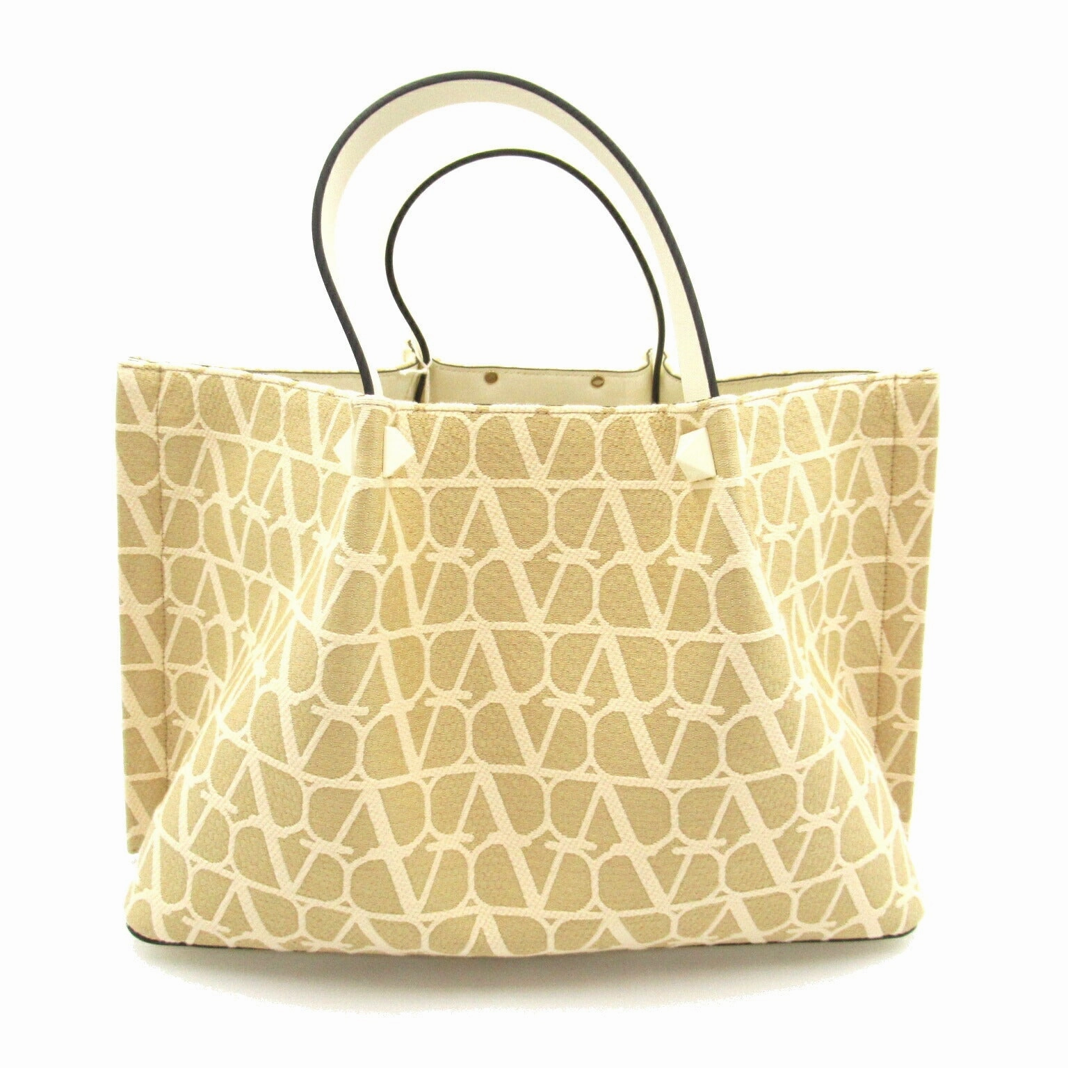 Valentino Canvas Leather Medium Tote Bag