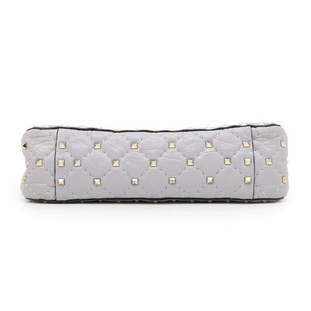 Valentino Garavani Rock Studded 2WAY ChainShoulder Bag Gray Leather