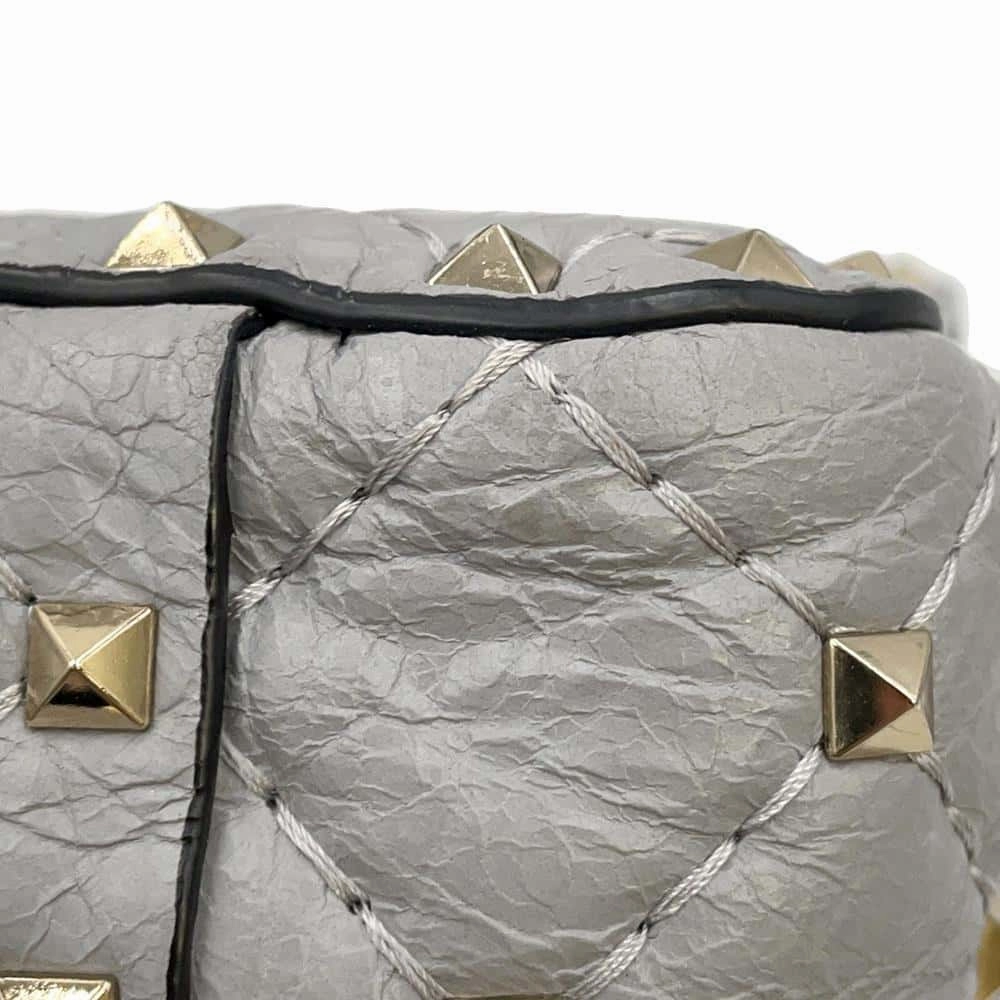Valentino Garavani Rock Studded 2WAY ChainShoulder Bag Gray Leather