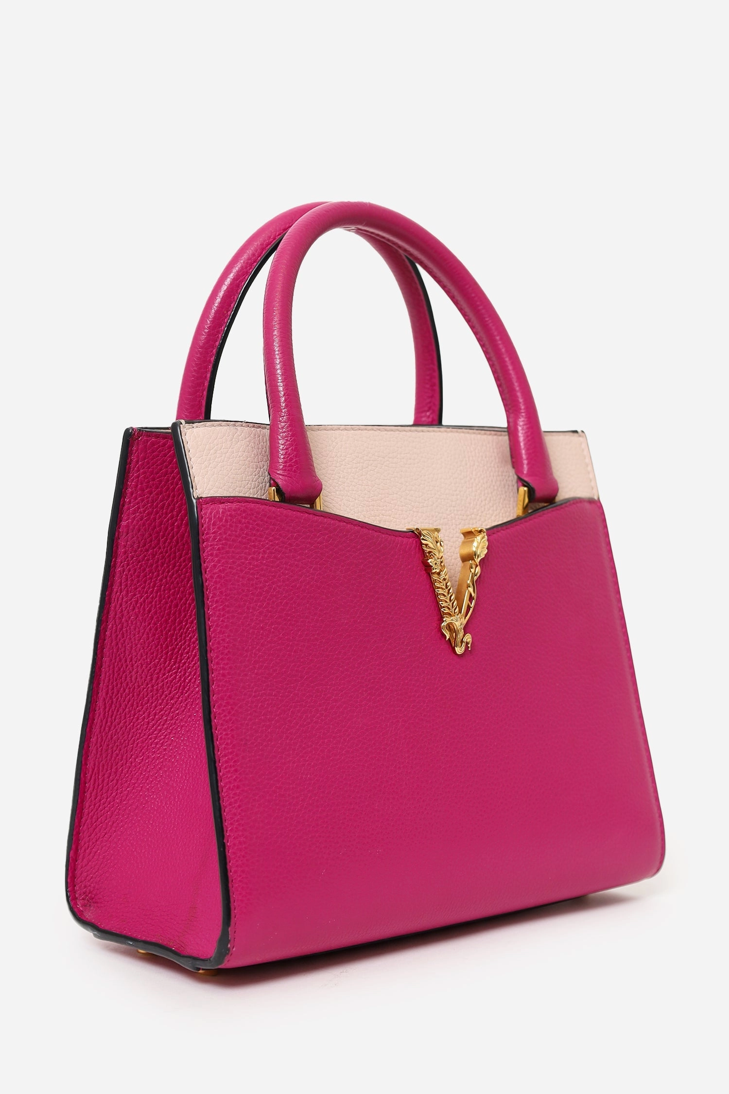 Versace Pink Leather Small Virtus Top Handle Bag (As Is)