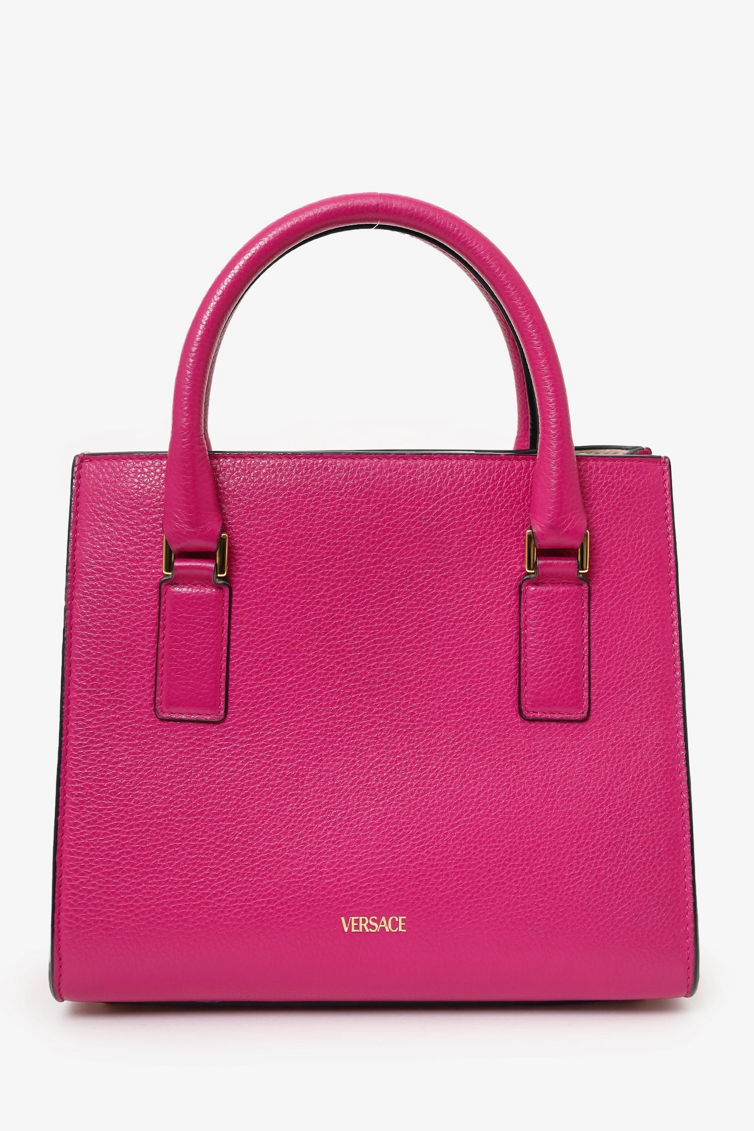 Versace Pink Leather Small Virtus Top Handle Bag (As Is)