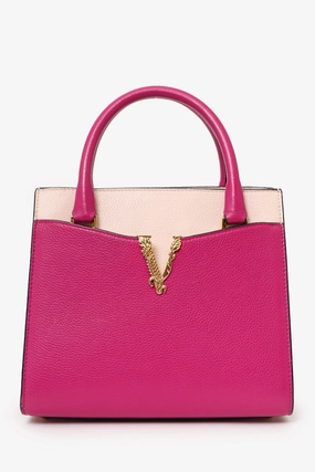 Versace Pink Leather Small Virtus Top Handle Bag (As Is)