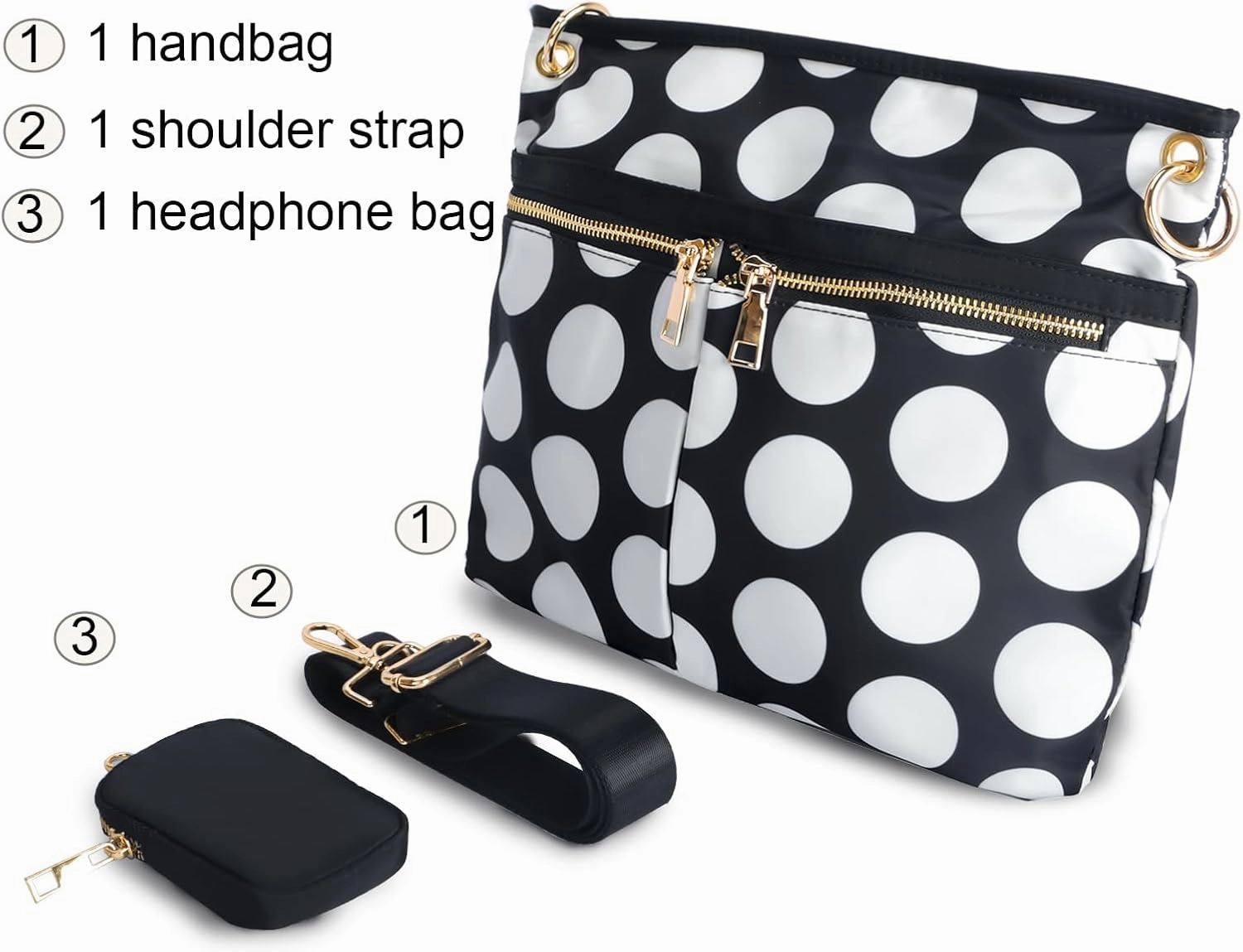 VGOAL Crossbody Bag High Texture Double Zipper Casual Shoulder Women's Bag Nylon Cloth Perforated Messenger Bag