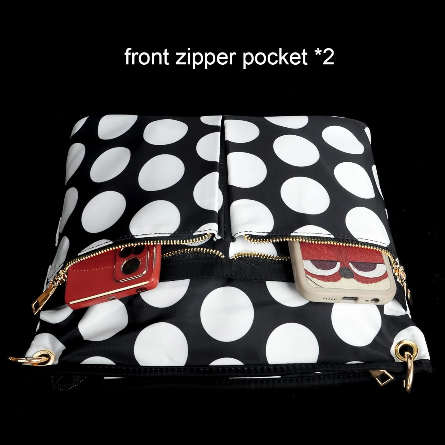 VGOAL Crossbody Bag High Texture Double Zipper Casual Shoulder Women's Bag Nylon Cloth Perforated Messenger Bag