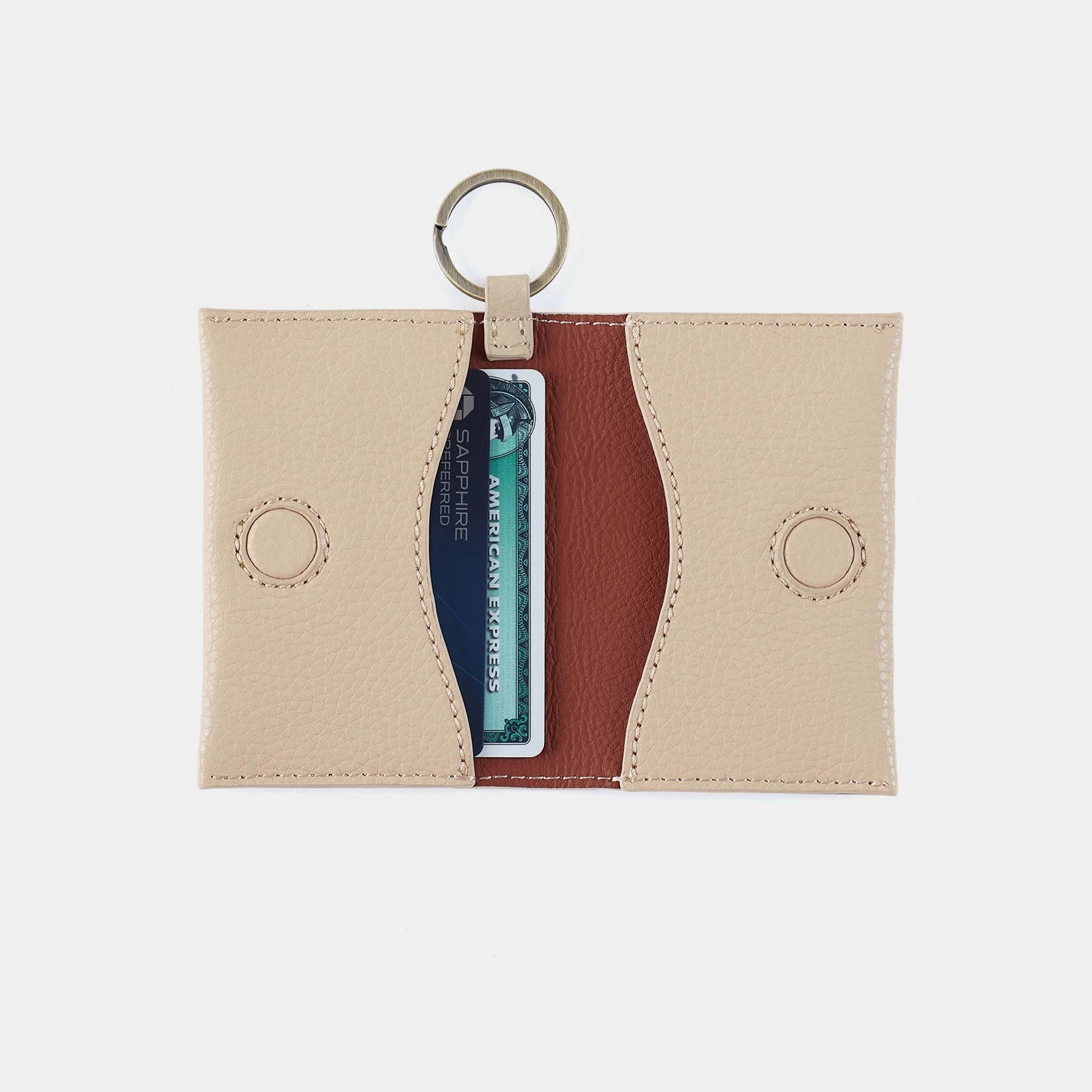 Vida Card Case in Micro Pebbled Leather - Almond