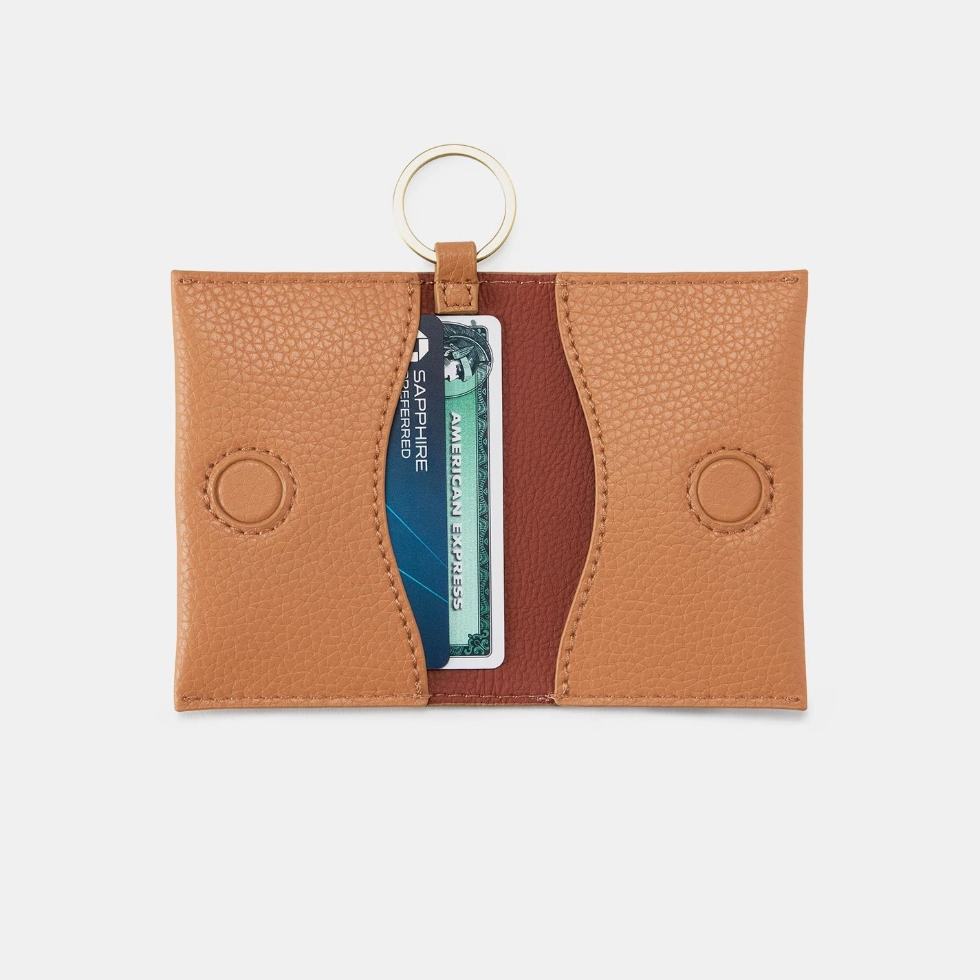 Vida Card Case in Micro Pebbled Leather - Biscuit