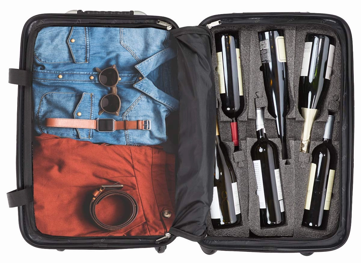 VinGardeValise - Up to 12 Bottles & All Purpose Wine Travel Suitcase (Burgundy)