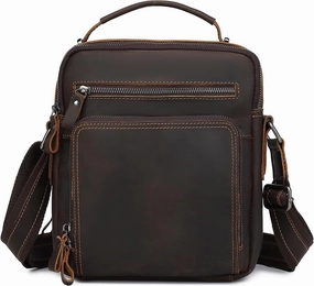 Vintage Leather Mens Purse Small Crossbody Messenger Bags for Men Shoulder Satchel Handbags for Travel and Work