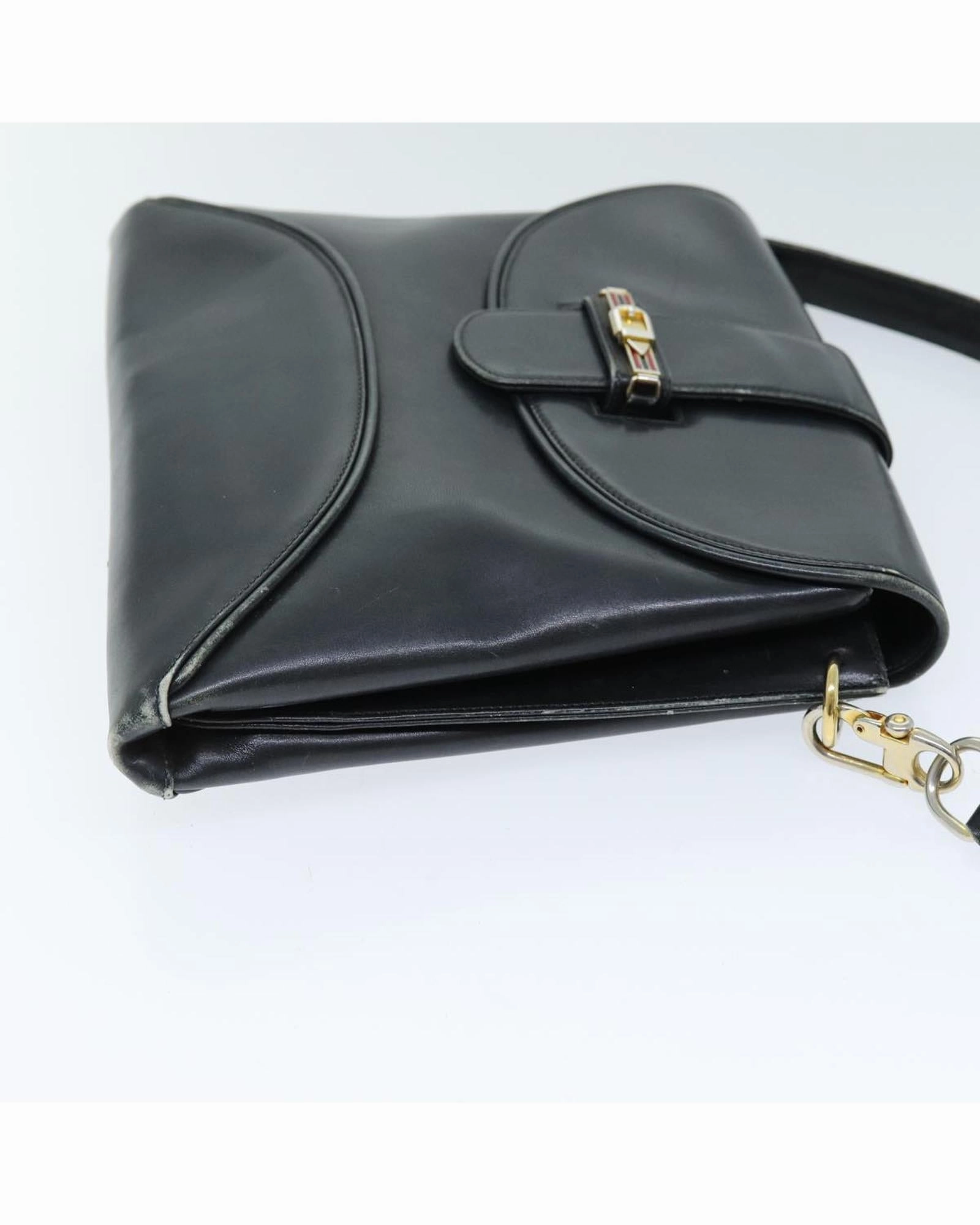 Vintage Shoulder Bag Black Leather