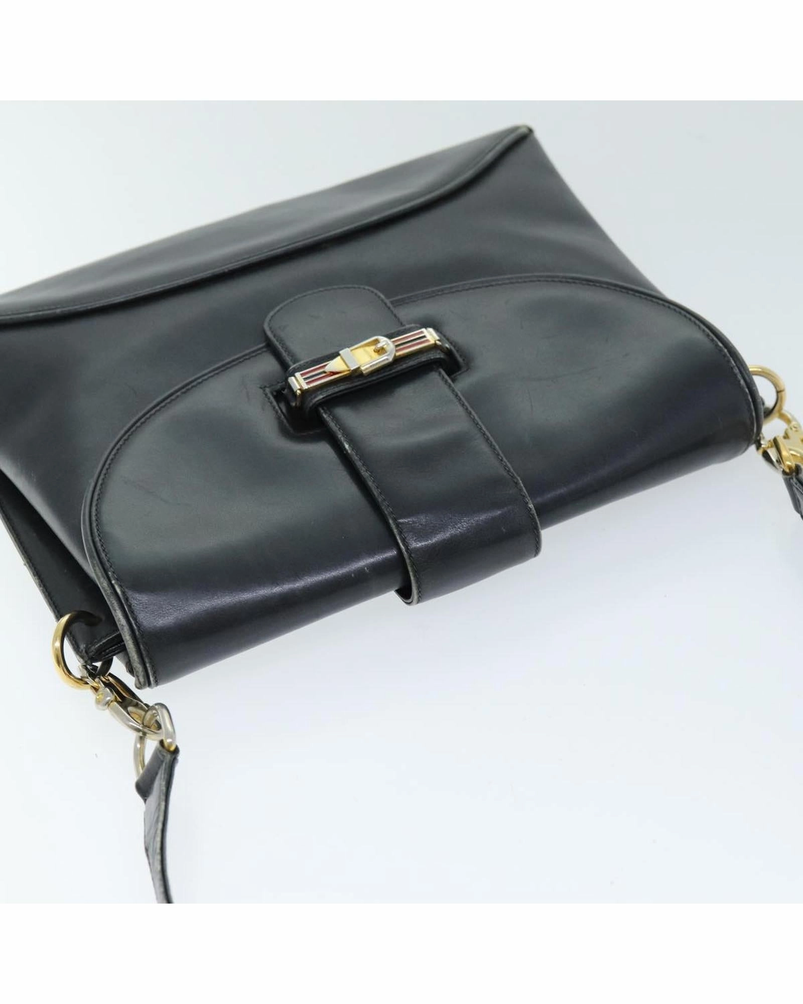 Vintage Shoulder Bag Black Leather