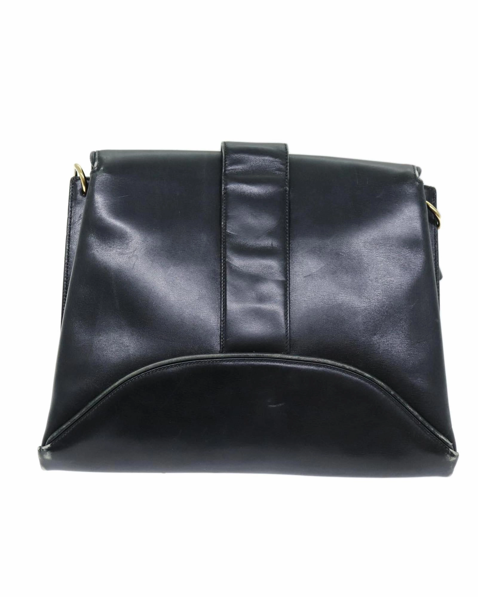 Vintage Shoulder Bag Black Leather