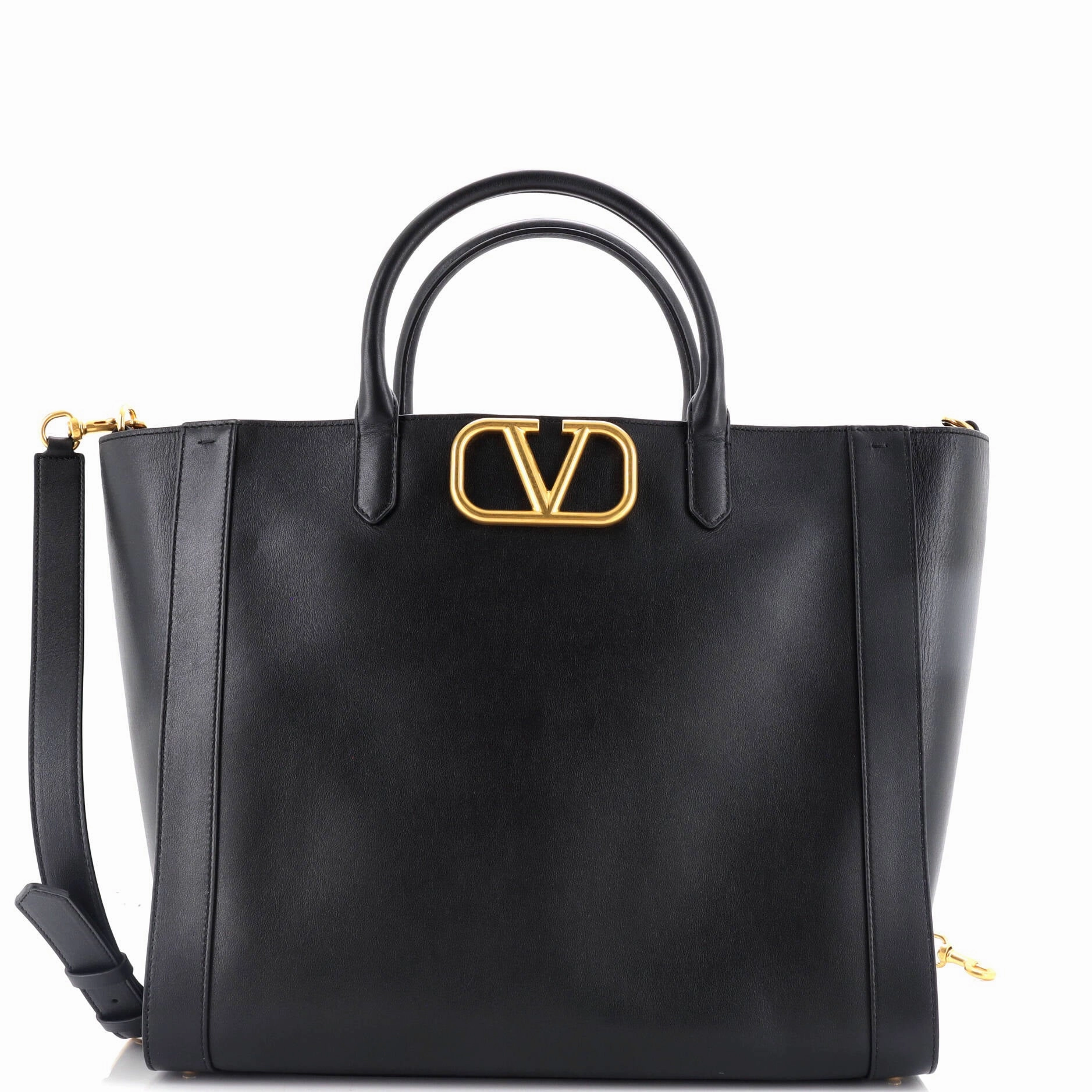 VLogo Convertible Shopper Tote Leather Large