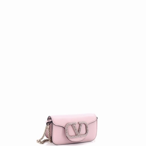 VLogo Loco Flap Shoulder Bag Leather with Crystals Micro