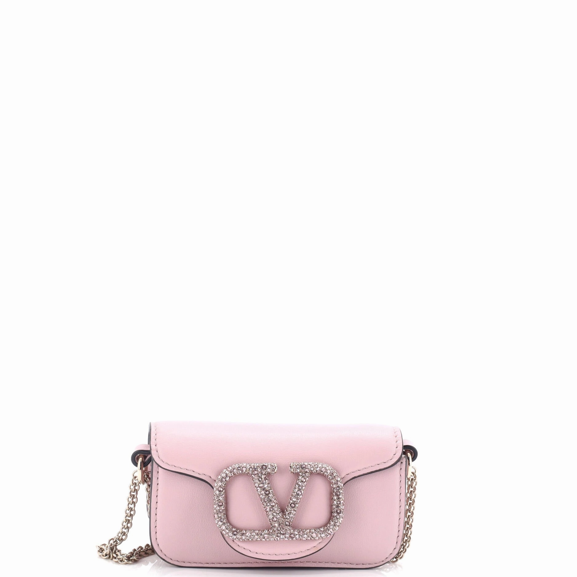 VLogo Loco Flap Shoulder Bag Leather with Crystals Micro
