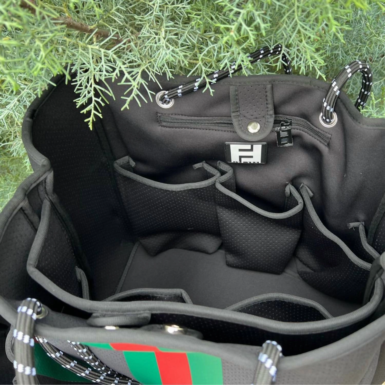Women Courtside Large Tote Bag In Black/red/green
