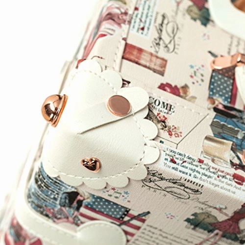 Women Floral Pu Leather Travel Suitcases 20" - 26" With Spinner Wheels For Girls (22", Girl 2)
