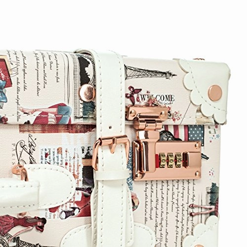 Women Floral Pu Leather Travel Suitcases 20" - 26" With Spinner Wheels For Girls (22", Girl 2)