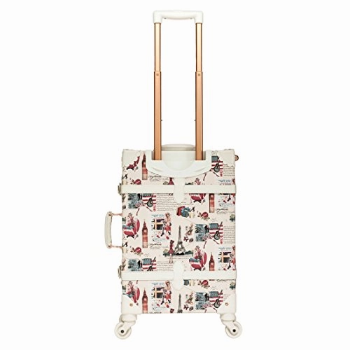 Women Floral Pu Leather Travel Suitcases 20" - 26" With Spinner Wheels For Girls (22", Girl 2)