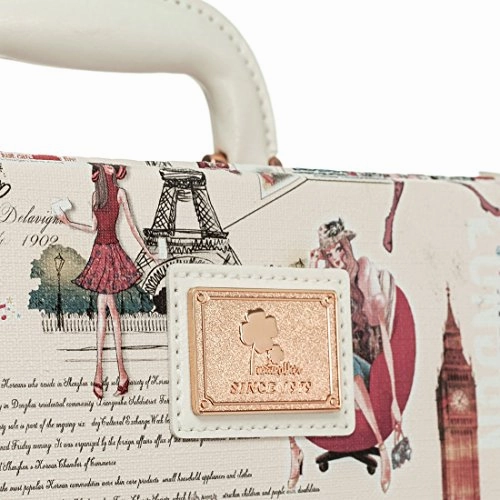 Women Floral Pu Leather Travel Suitcases 20" - 26" With Spinner Wheels For Girls (22", Girl 2)