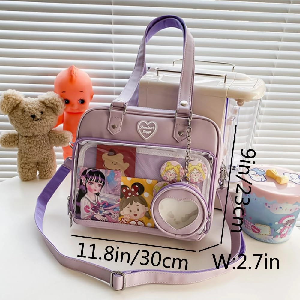 Women JK Purse Shoulder Bags Handbag Transparent Window DIY Messenger Bag Small Wallet Pendant