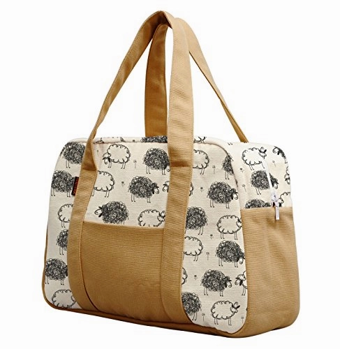 Women'S Black White Sheep Pattern Printed Canvas Duffel Travel Bags Was_19