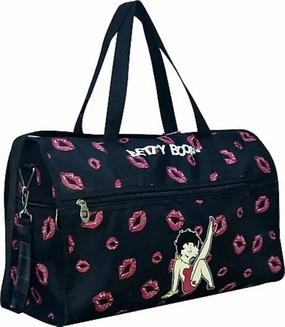 Women's Duffel Bag In Black With Leg Up & Lips
