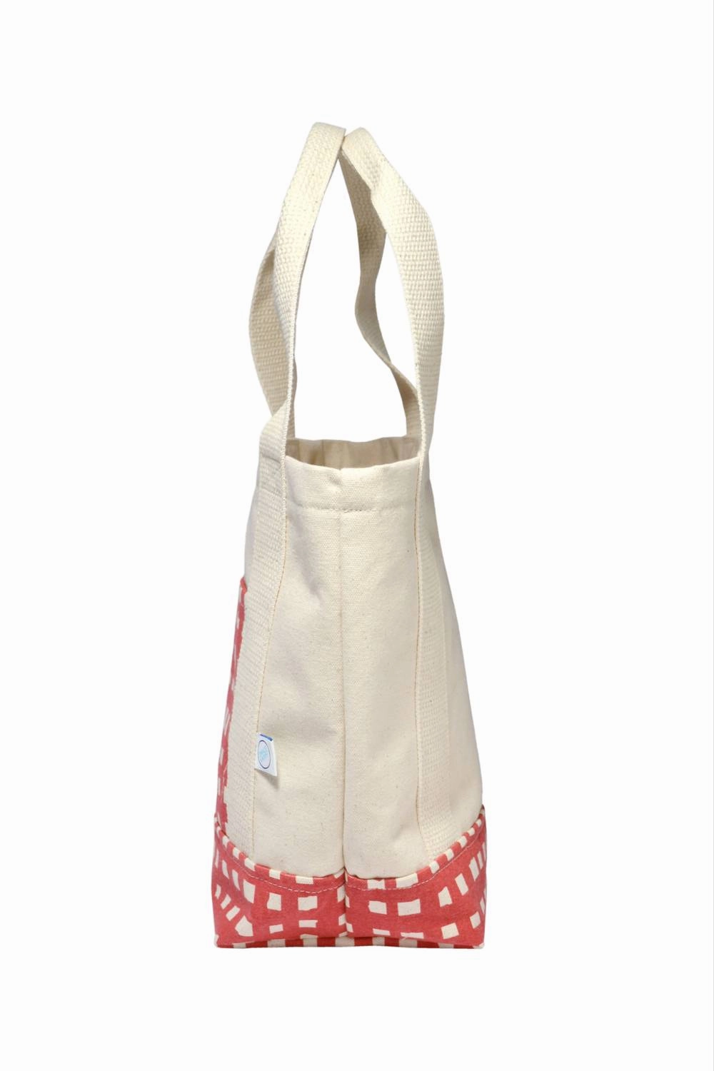 Women's Grid Mini Tote Bag In Ivory/red