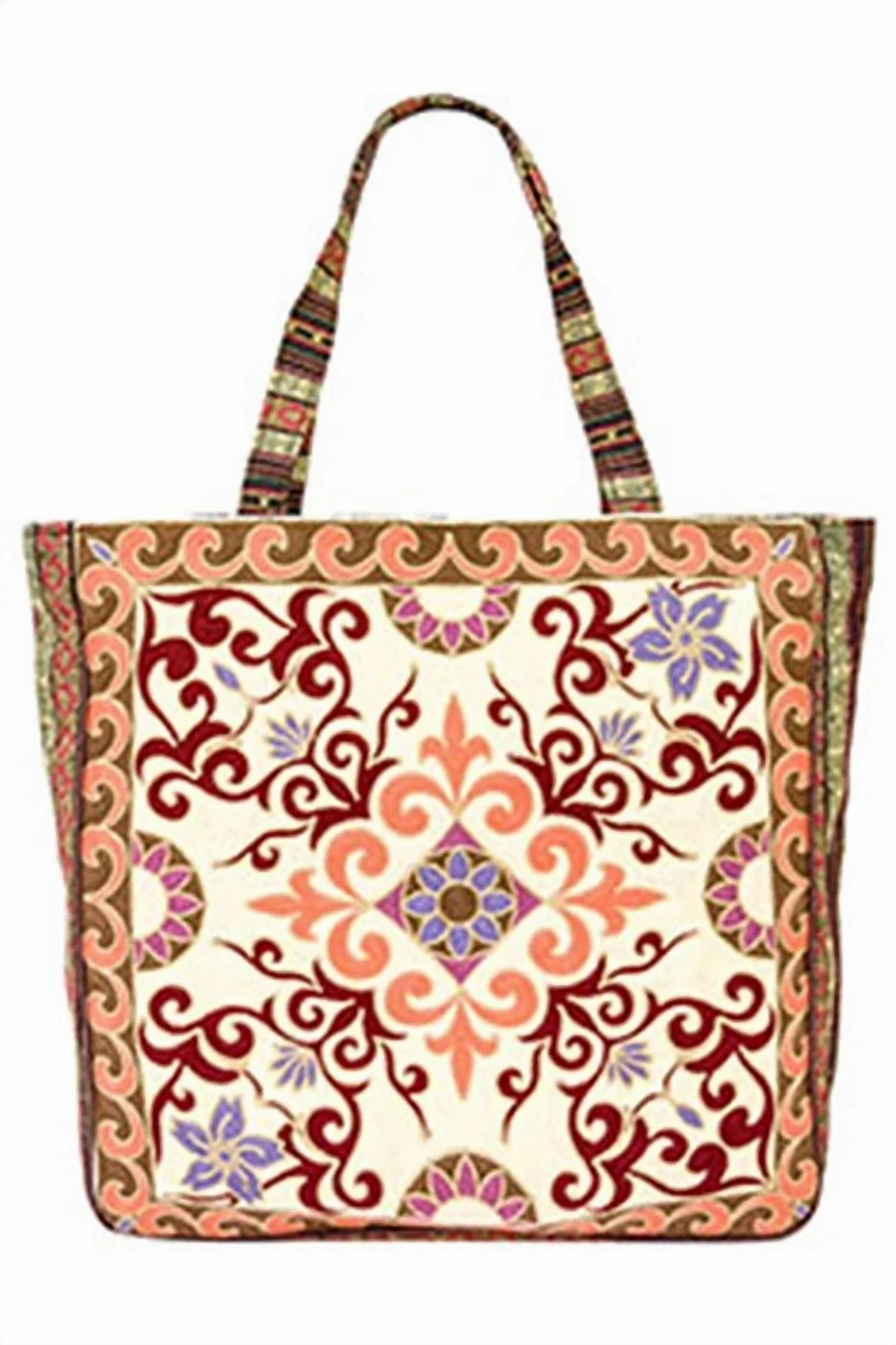 Women's Tapestry Woven Canvas Tote Bag In Beige