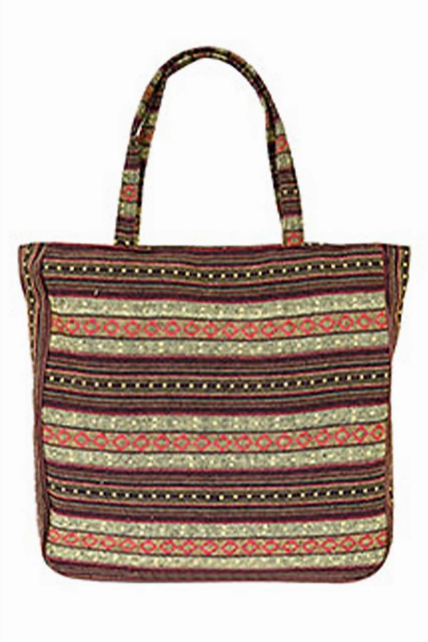 Women's Tapestry Woven Canvas Tote Bag In Beige