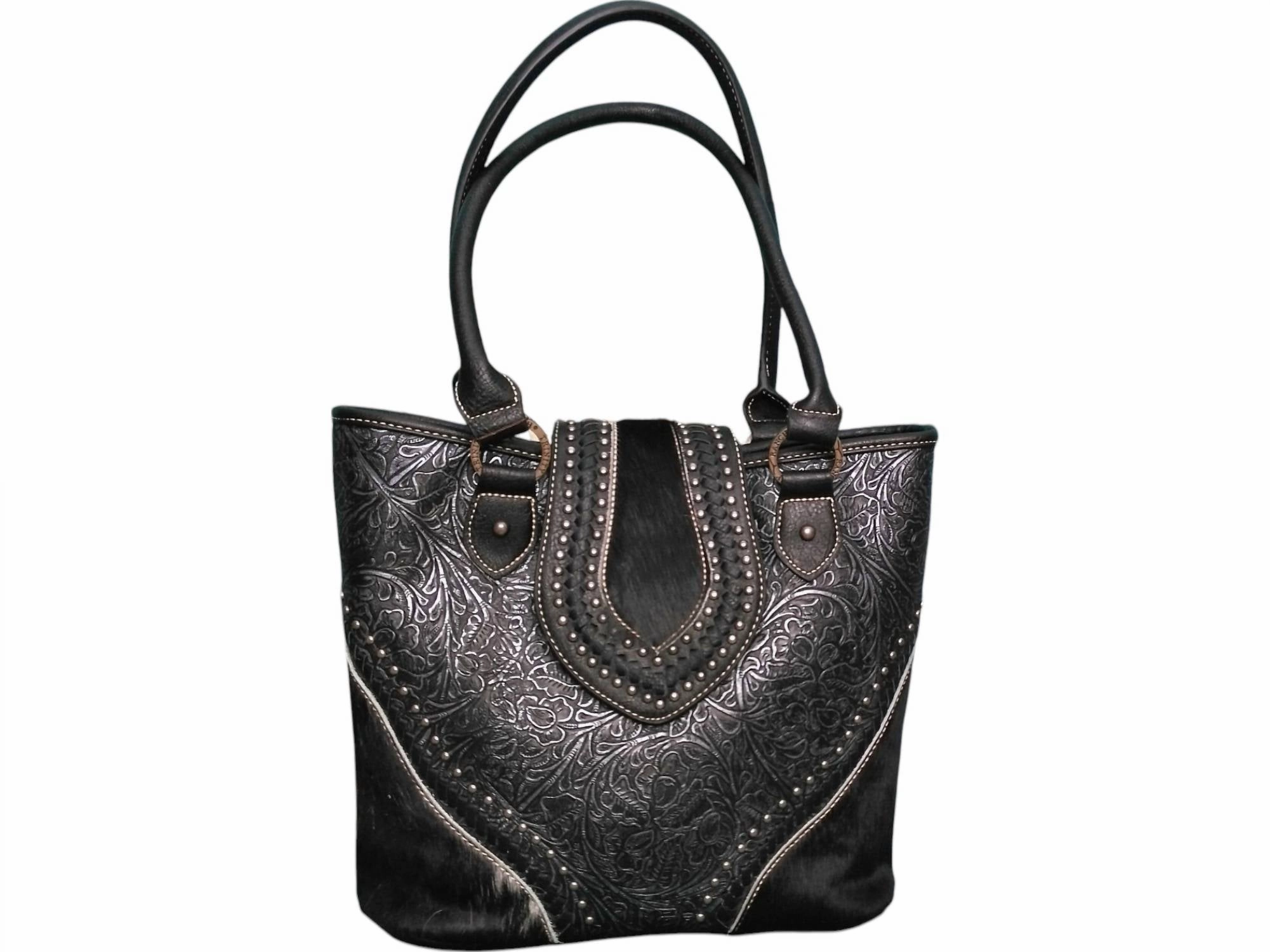 Women's Tooled Metallic Handbag In Black