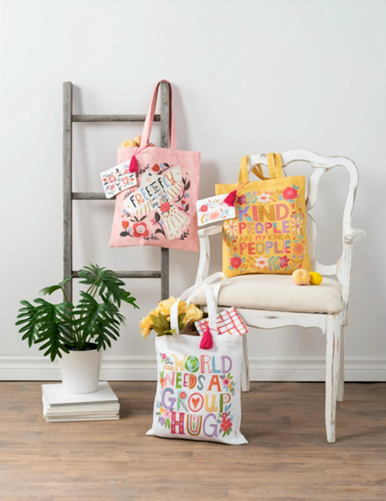 Women's Whimsy Tote Bag & Pouch Set In Yellow