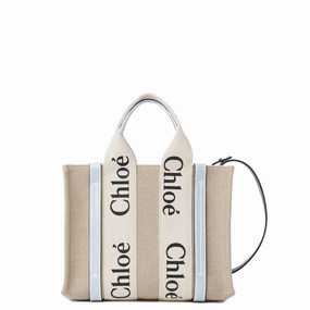Woody Tote Small Strap Linen, Shady Blue