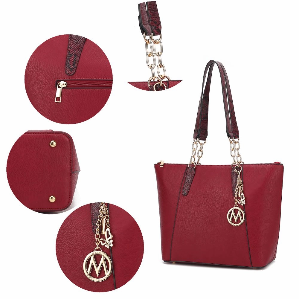 Ximena Vegan Leather Womens Tote Bag with matching Wristlet Wallet- 2 pieces