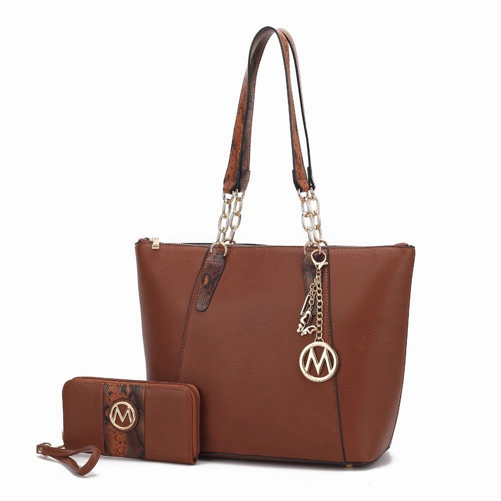 Ximena Vegan Leather Womens Tote Bag with matching Wristlet Wallet- 2 pieces