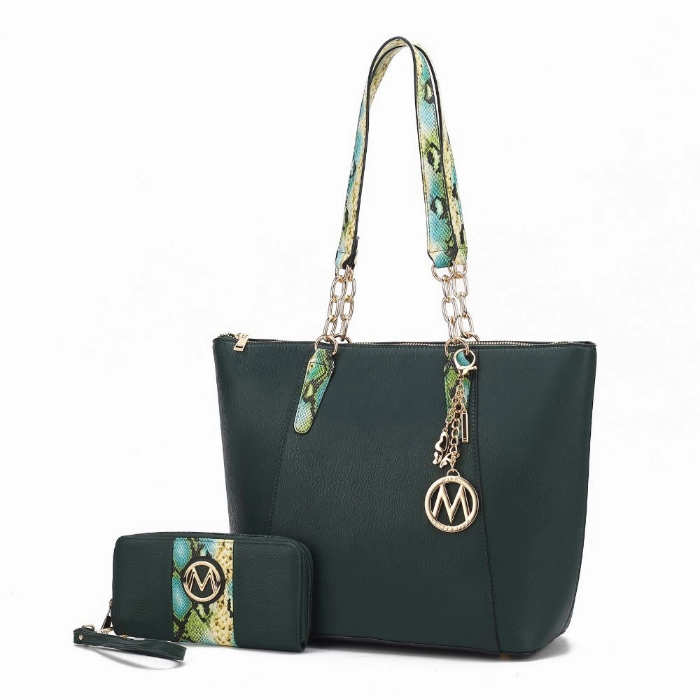 Ximena Vegan Leather Womens Tote Bag with matching Wristlet Wallet- 2 pieces