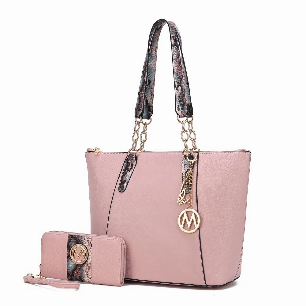 Ximena Vegan Leather Womens Tote Bag with matching Wristlet Wallet- 2 pieces