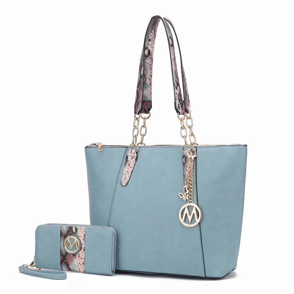 Ximena Vegan Leather Womens Tote Bag with matching Wristlet Wallet- 2 pieces