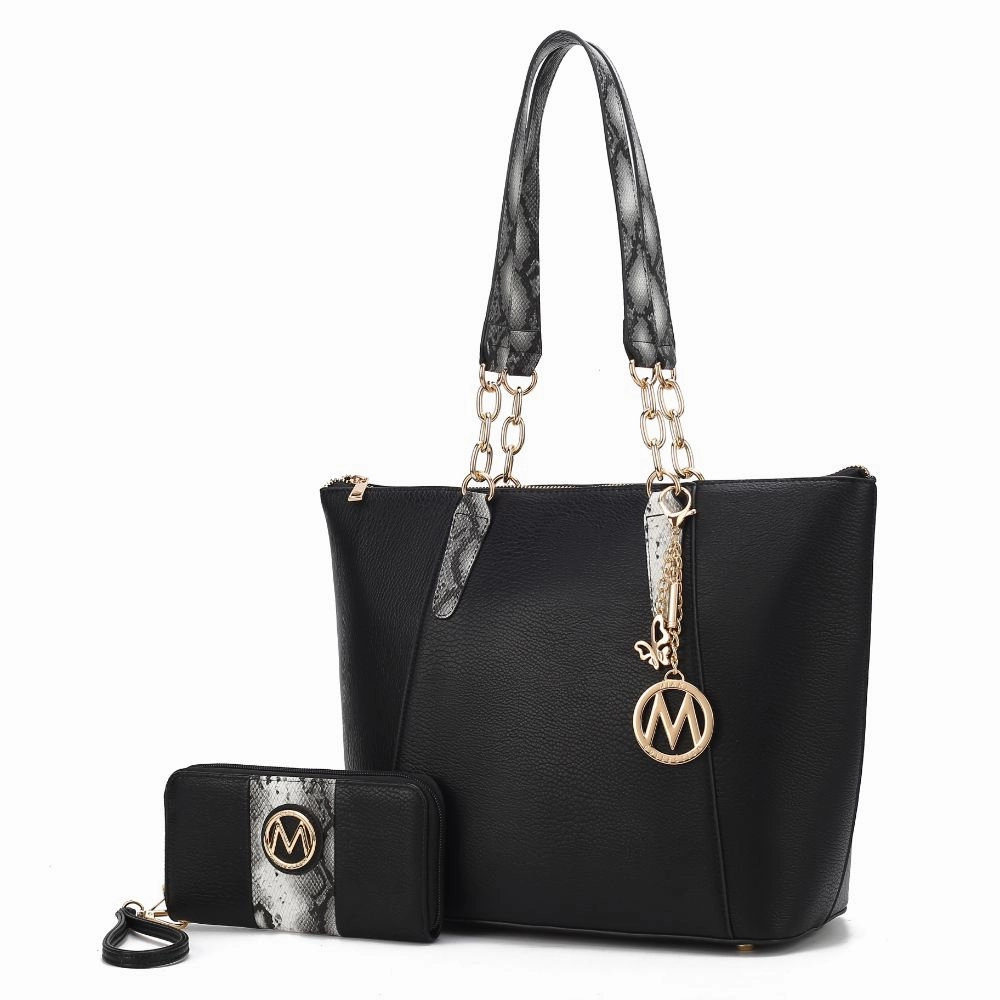 Ximena Vegan Leather Womens Tote Bag with matching Wristlet Wallet- 2 pieces