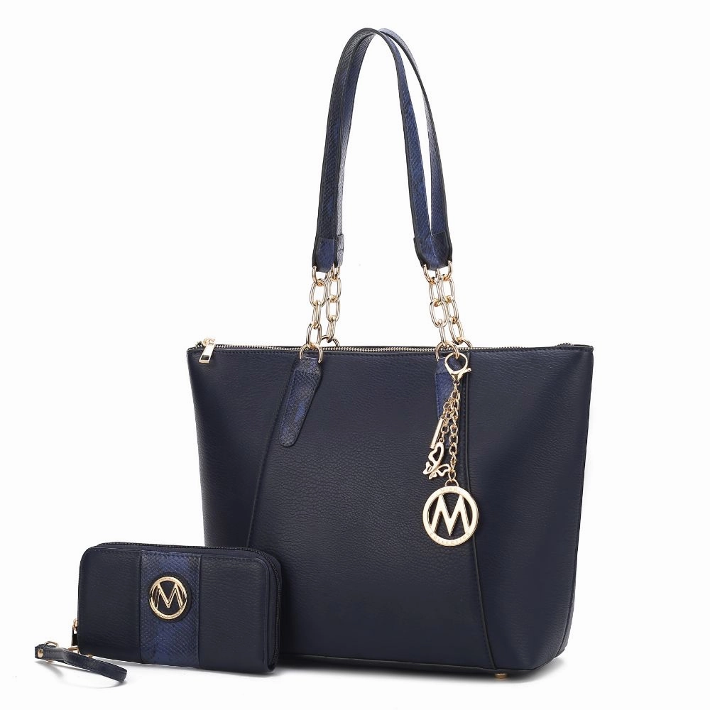 Ximena Vegan Leather Womens Tote Bag with matching Wristlet Wallet- 2 pieces