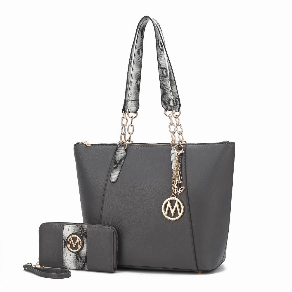 Ximena Vegan Leather Womens Tote Bag with matching Wristlet Wallet- 2 pieces