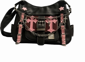 Y2K Messenger Bag Women Punk Cross Gothic Emo Dark Leather Tote Bag Crossbody Bag Y2K Accessories Bag Goth Bag
