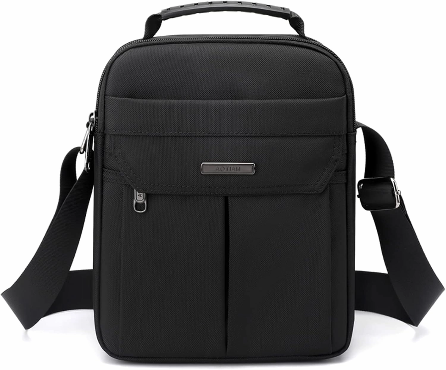zhongningyifeng Men's Messenger Bag Small Nylon Crossbody Shoulder Bag Waterproof Casual Black Purse for Work Travel
