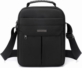 zhongningyifeng Men's Messenger Bag Small Nylon Crossbody Shoulder Bag Waterproof Casual Black Purse for Work Travel